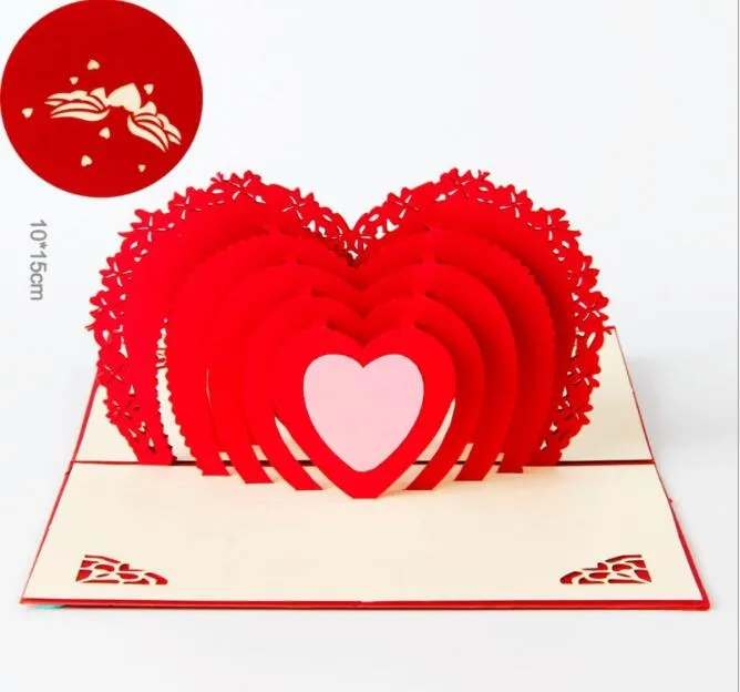 Amour 3D Pop UP Cartes Saint Valentin Cadeau Carte postale avec enveloppe autocollants Invitation de mariage Cartes de voeux Anniversaire pour elle GB63577