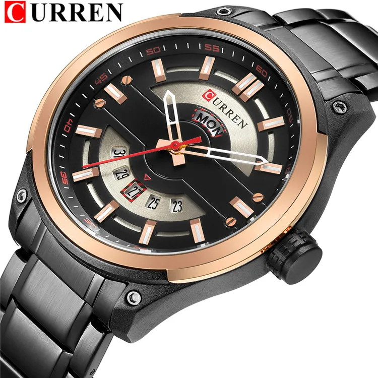 Marque de luxe CURREN montres hommes montre-bracelet en acier inoxydable mode Date et semaine affaires homme horloge Relogio Masculino237O