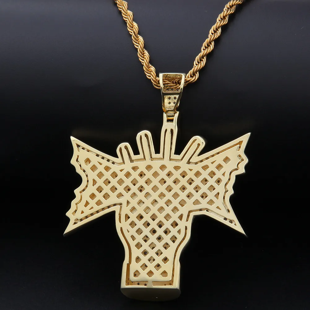 2019 neue 14K Gold CZ Zirkonia US-Dollar Geld in der Hand Herren Halskette wirklich reiche Designer Luxus Hiphop Schmuck Geschenke für Guy274V