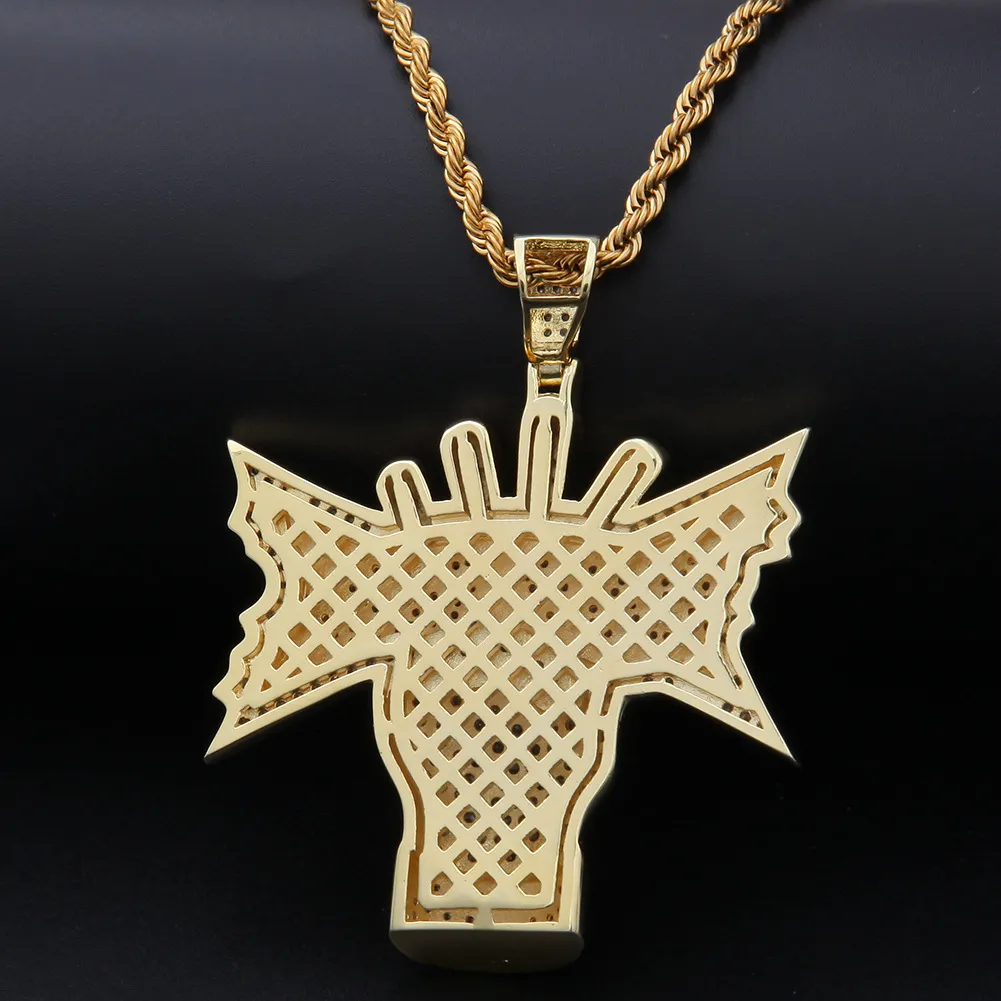 2019 Nouveau 14K Or CZ Zircone Cubique Dollar US Argent En Main Collier Pour Hommes Vraiment Riche Designer De Luxe Hiphop Bijoux Cadeaux pour Guy2614