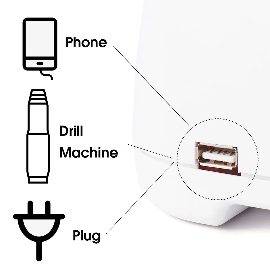 Güçlü Toz Toz Toplayıcı Tırnak Toz Emme Süpürge Yüksek Hızlı Manikür Makinesi Salon Ekipmanları USB Çıkışı Chus339A