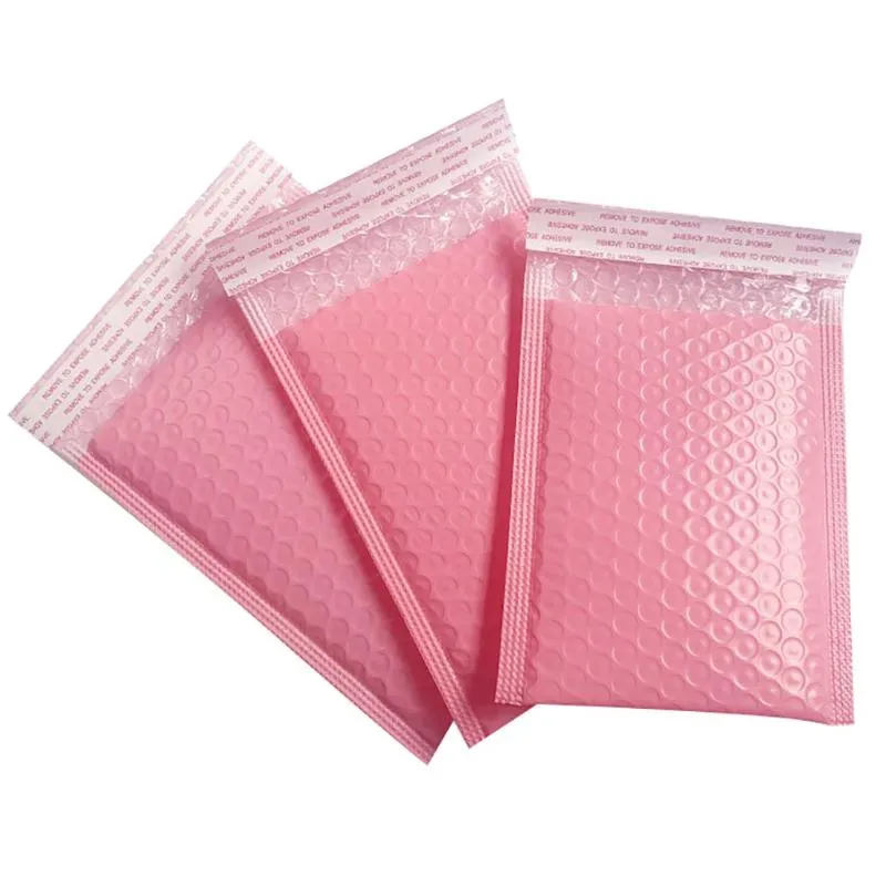 50st Pink Packaging -kuvertbubble mailare vadderade kuvert fodrade poly mailer självtätning väska användbar 13x18cm195c