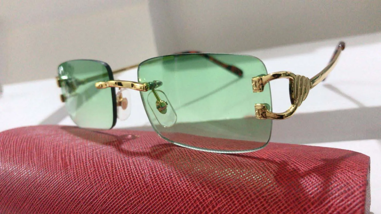 Gafas de sol de moda completa, monturas sin montura, gafas de sol ópticas, gafas de diseñador de marca con estuche y caja 211N