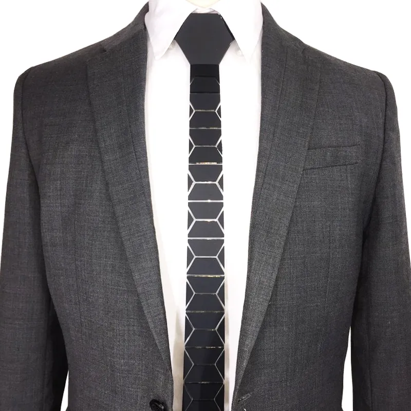 i moda elegante acrilico nero opaco cravatta cravatte a forma di diamante hextie stile classico uomo magro cravatta nera7310897
