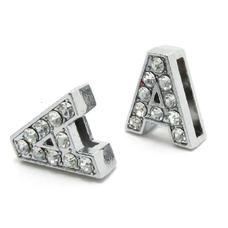 8mm Tam Rhinestone İngilizce Alfabe A-Z DIY Slayt Mektupları Slayt Mektup Cazibesi Uygun Bileklik Bilekliği LSSL01 130 CJ191116325J