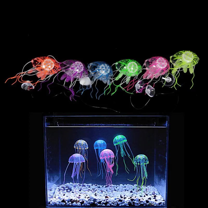 Konstgjord simning Glödande effekt Jellyfish Aquarium Decoration Fish Tank Underwater Live Plant Luminous Ornament Aquatic Landscape1373072