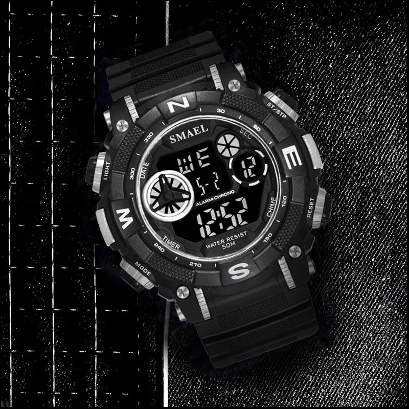 Cyfrowe zegarek sportowy Waterproof Watch Smael Watch S thock Montre Mens Watches Watches Top Brand 1317 Mężczyzn Watches Digital LED249W