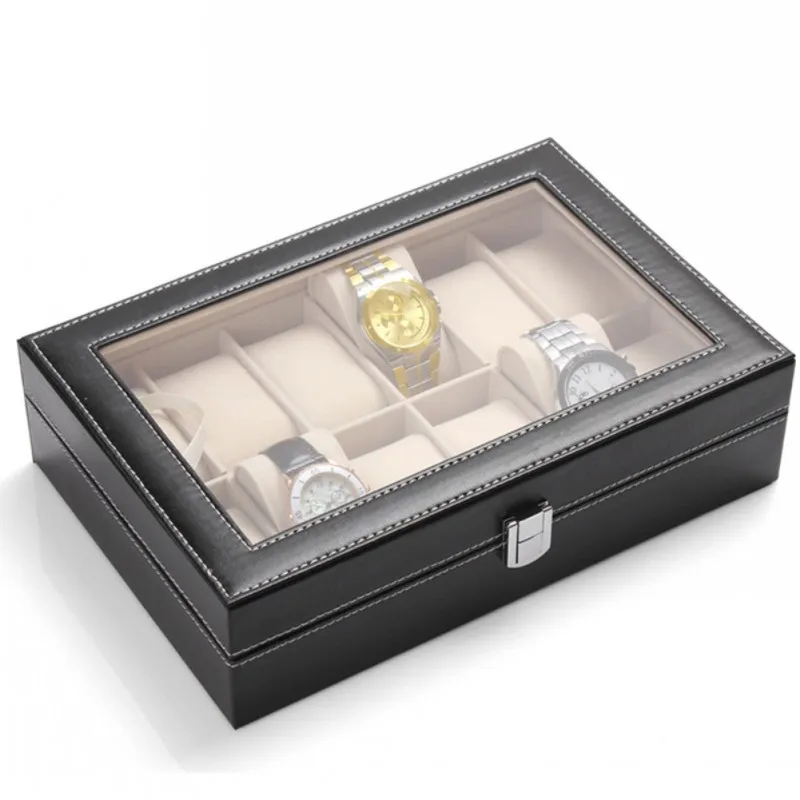 Zegarki ze skóry ze skóry obudowa 12 Grids Biżuterii Pierścień biżuterii Organizator magazynu Organizator dużych pojemności Wysokiej jakości 320J