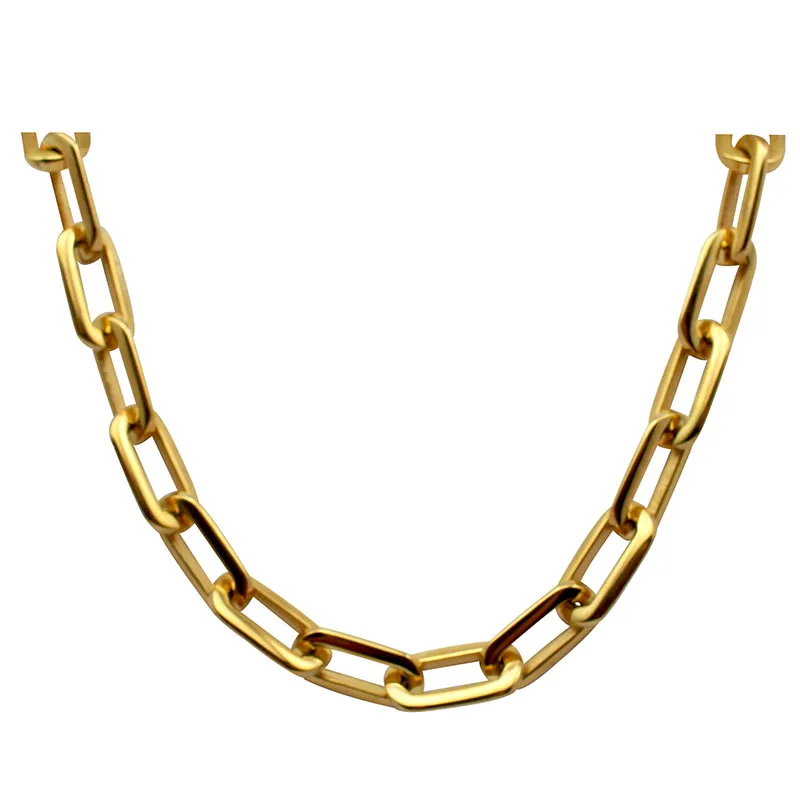 Gruby płaski zaokrąglony prostokąt złoty kolor linku Naszyjnik Mężczyźni Kobiety Biżuteria ze stali nierdzewnej 1 sztuka 242h 242h