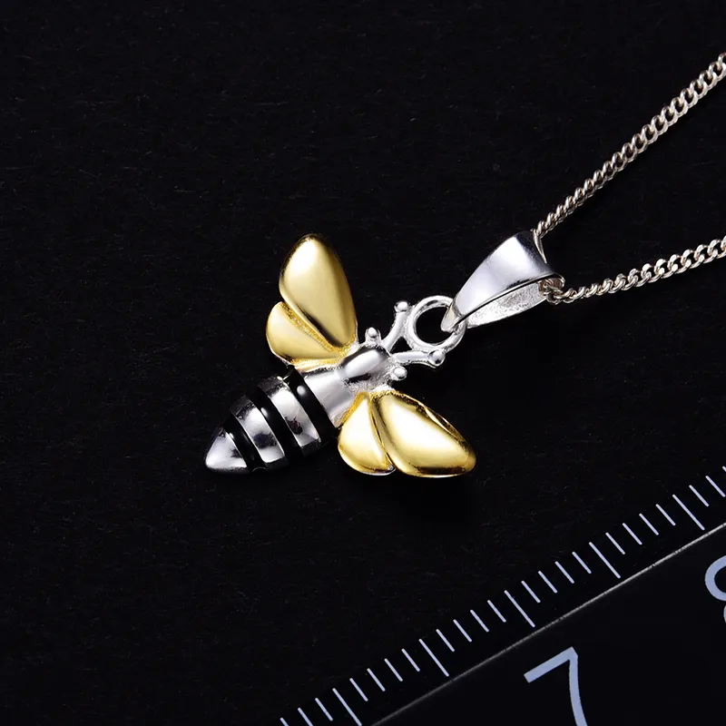Lotus Fun Momen Real 925 Silver Fashion Jewelry Lovely Honey Bee Pendant without necklace Chain for Women drop whole V273s