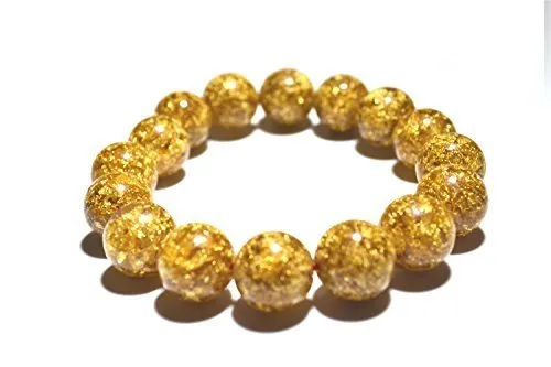 24K Gold Foil Kulki Bransoletka 12 mm kamień szlachetny żeńska moda biżuteria klejnoty akcesoria Prezenty Whole5517109