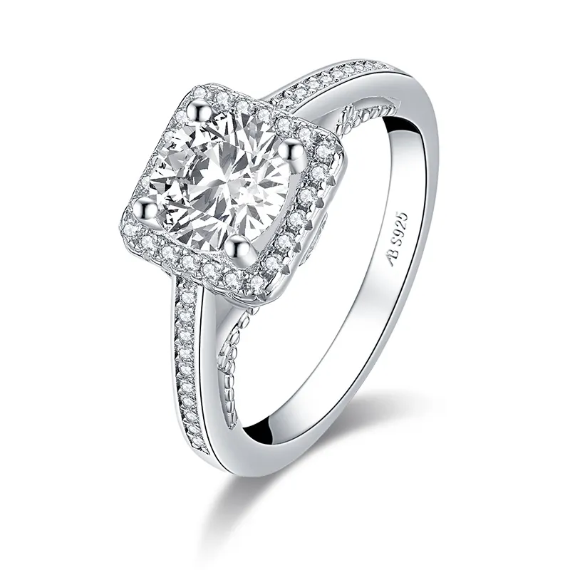Ainuoshi Trendy 925 Sterling Silber 125 ct runden Schnitthalring -Verlobung Simuliertes Diamant Hochzeit