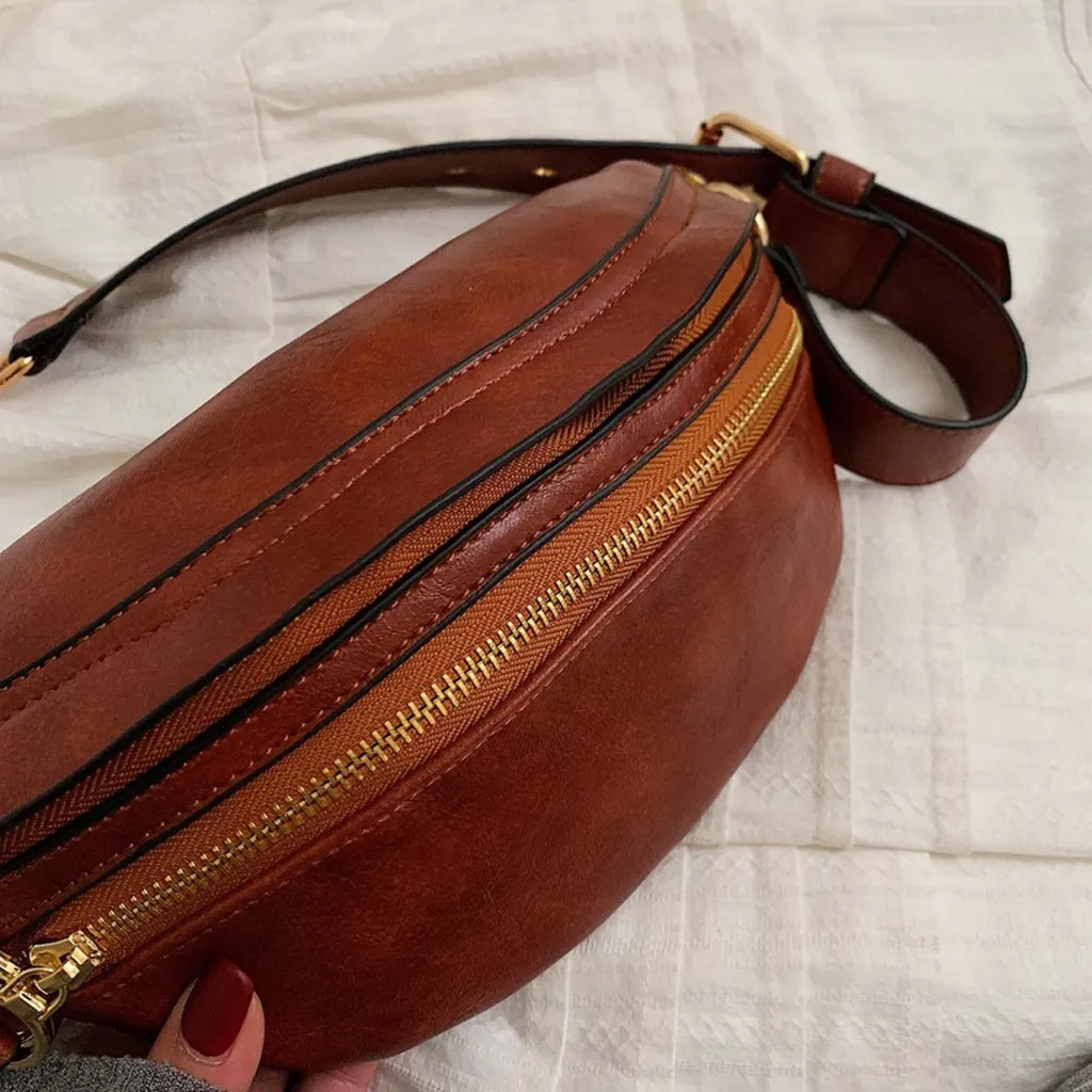 Sac de taille femmes Fanny Pack femmes mode sac à fermeture éclair en cuir taille épaule bandoulière poitrine Bag337r