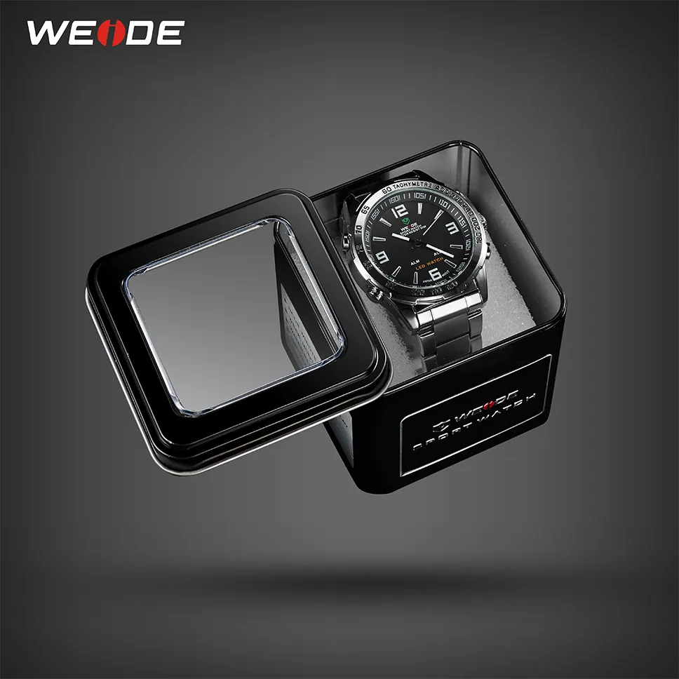 Weide Men's Digital Display Quartz Movement Auto Date Business Black Dial Wristwatch Waterproof Clock MilitaryLeLogioMascul233o