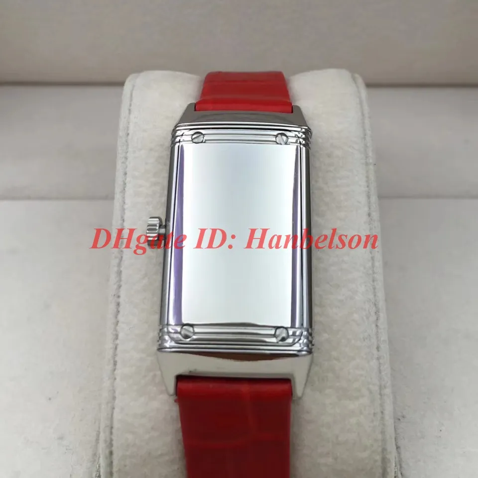 NEW watches 3352420 diamond Rectangular lady watches REVERSO High quality case flip function Leather strap quartz Wristwatch243R