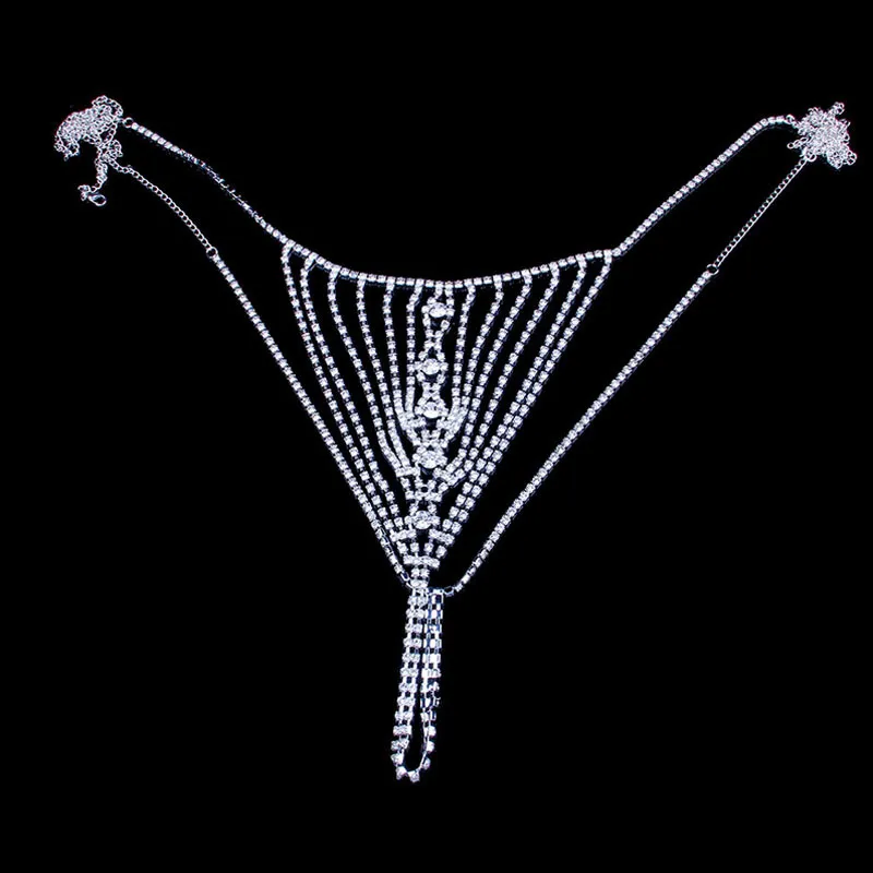 Stonefans Färgglada Crystal Bralette Underkläder Body Chain Set för kvinnor Sexig Bling Rhinestone BH och Thong Jewelry Party Gift T2002935233