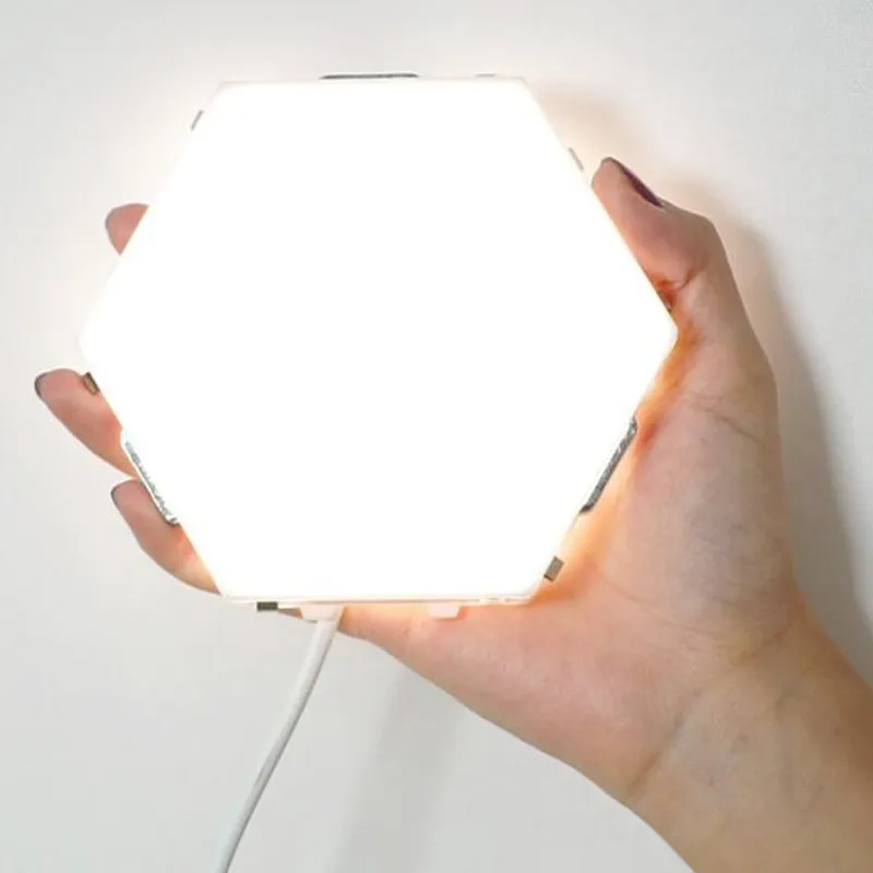 Biała DIY lampa kwantowa czujnik dotykowy lampy ścienne LED Heksagon światło magnetyczne Modularne nocne światło kreatywne światła 350p