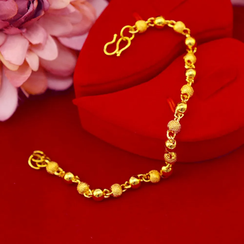 Wrist Chain Bracelet link Beads 18K Yellow Gold Filled Fashion Womens Mens Bracelet Chain Classic Style Gift208a