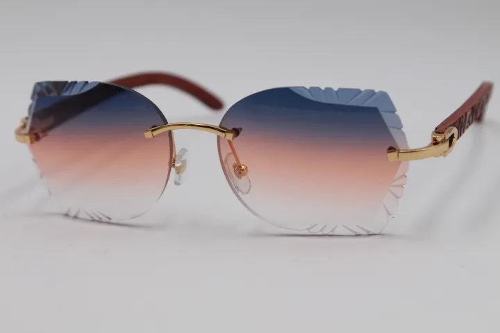 Oyma ahşap güneş gözlüğü yeni rimless gözlükler unisex tasarımcı erkek kadın lüks kaliteli moda metal3184