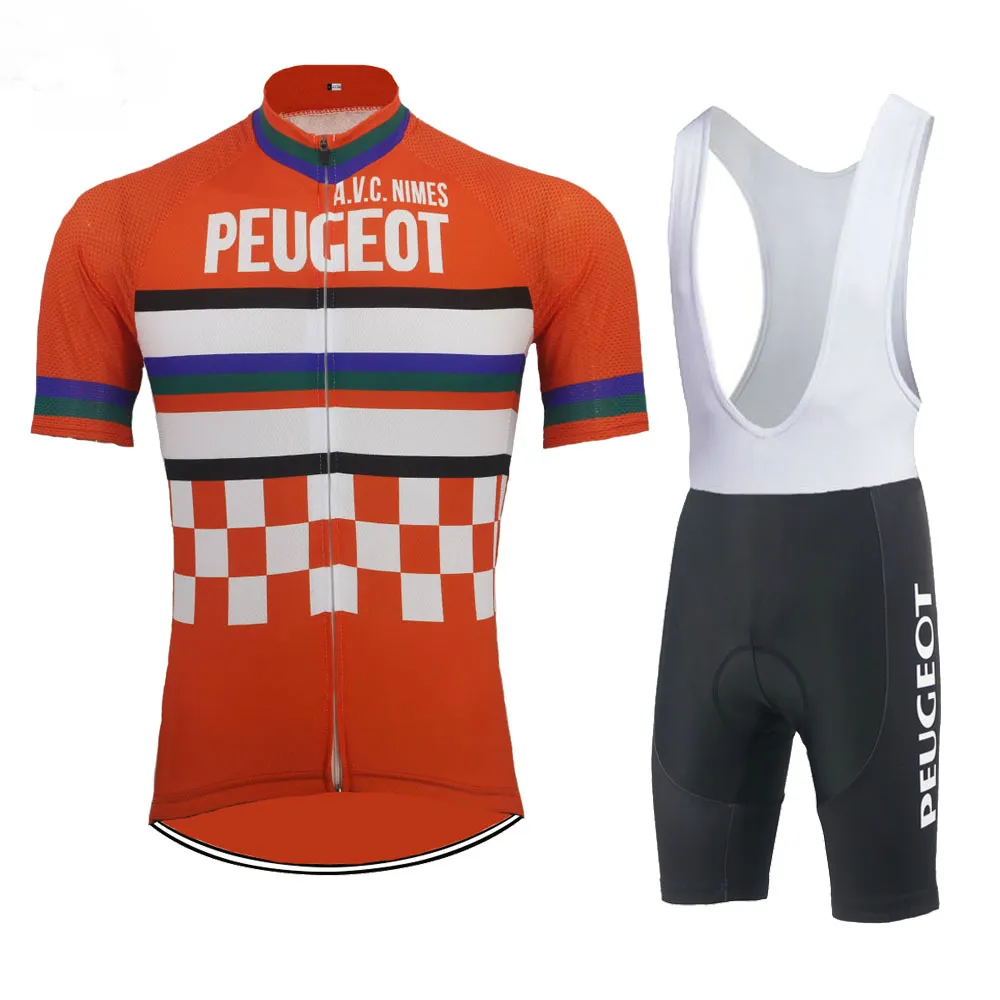 2022 Peugeot Retro Cycling Jersey Summer Short Sleeve Rower Wear Rower MTB Clothing264V