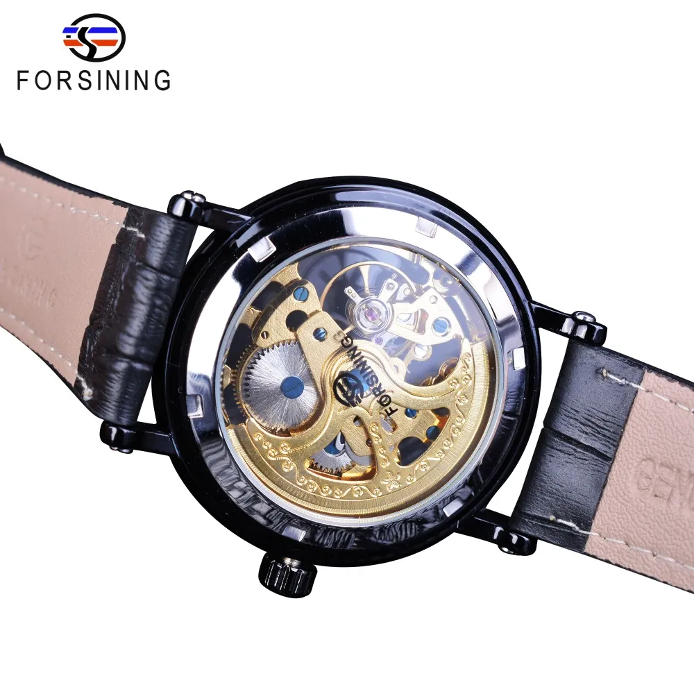 Zrezygnowanie z Królewskiego Flower Watch Rzeźbianie Golden Ruch Oryginalny skórzany rzymski numer ramki męskie zegarki mechaniczne Top Brand Lux289l