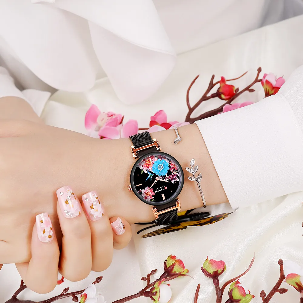 Reloj CURREN de acero inoxidable para mujer, reloj de pulsera de cuarzo de primeras marcas a la moda para mujer, reloj bayan kol saati 9053, hermoso regalo para mujer 241i