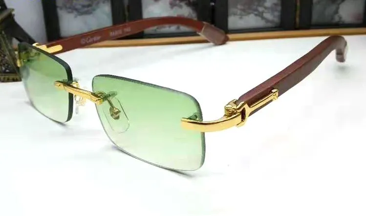 Herren-Damen-Sonnenbrille, neue Mode, Sport, Holz, polarisierte Sonnenbrille, Gold- und Silberrahmen, Retro-Quadratlinse, mit Box 2670