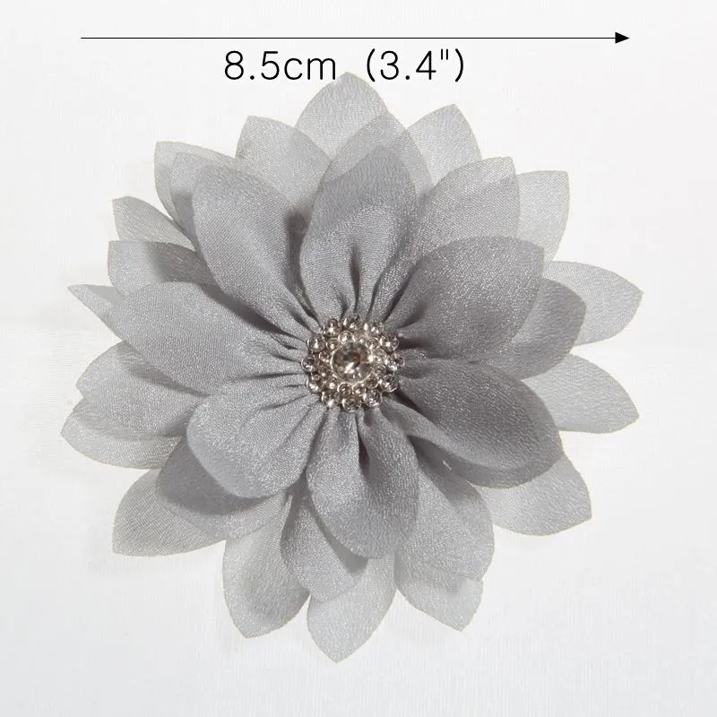 9cm nouveau-né fleurs de feuille de lotus avec strass pour bandeaux fleur en tissu artificiel pour pinces à cheveux accessoires de cheveux bricolage seulement fl2875