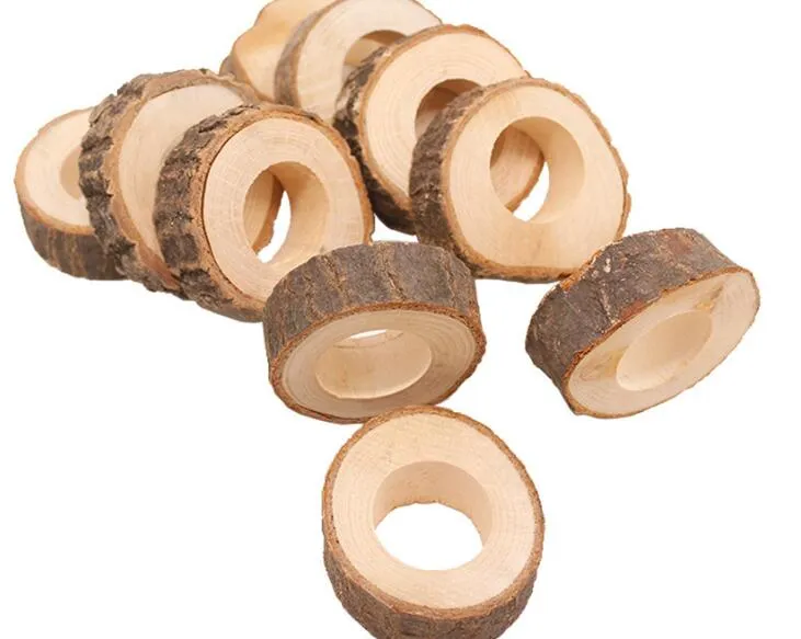 Anneaux de serviette circulaires en bois, porte-serviettes en bois naturel pour la fabrication artisanale, projets de bricolage de Table el, mariage 306H