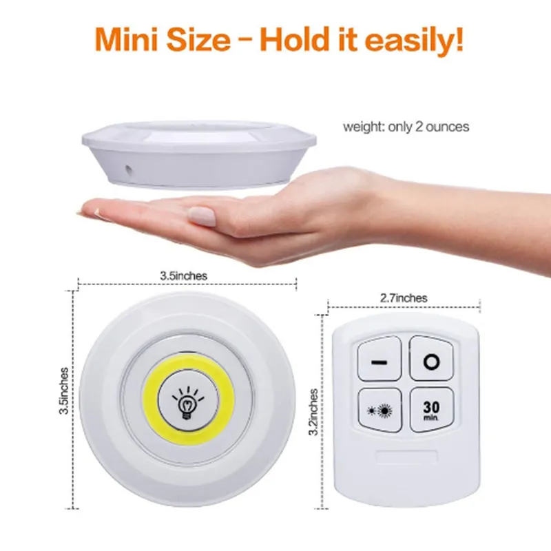 Dimble LED under skåpsljus med fjärrkontrollbatteriets drivna garderober lampor för garderob badrumsbelysning307f