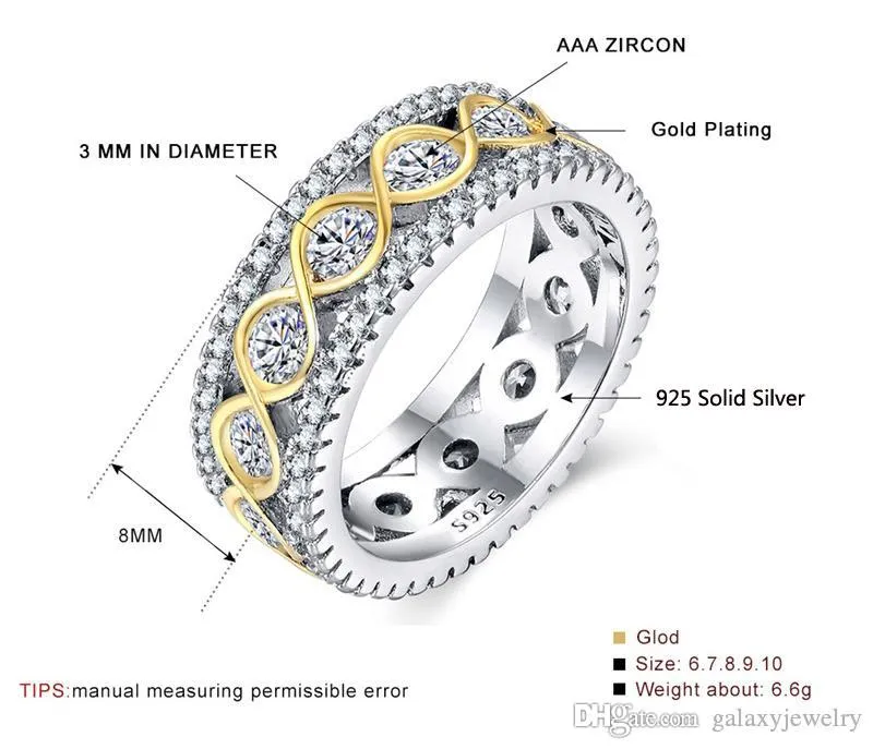 YHAMNI 100% réel solide 925 bagues en argent pour les femmes petit CZ Surround mode or Zircon bijoux anneaux de mariage entier RA0148278J