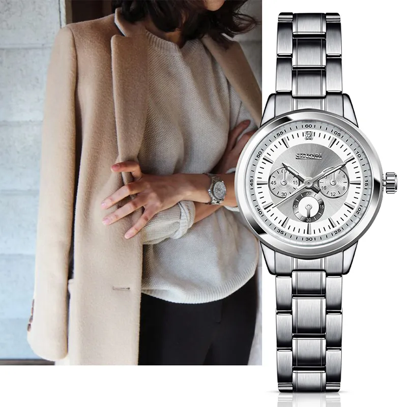 SINOBI Women's Bracelet Fashion Steel Wrist Watches Luxury Brand Geneva Quartz Clock Ladies Wristwatch Relojes Mujer Saatler253l