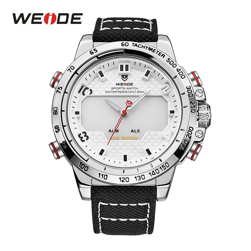 CWP 2021 WEIDE Montre Homme Sport Rétro-éclairage Affichage LED Alarme analogique Date automatique Armée militaire Bracelet en acier inoxydable Quartz Relogio Ma344z