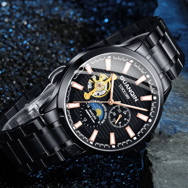 GUANQIN Business Watch Men Automatic Luminous Clock Men Tourbillon Waterproof Mechanical Watch Top Brand relogio masculino 210310237a
