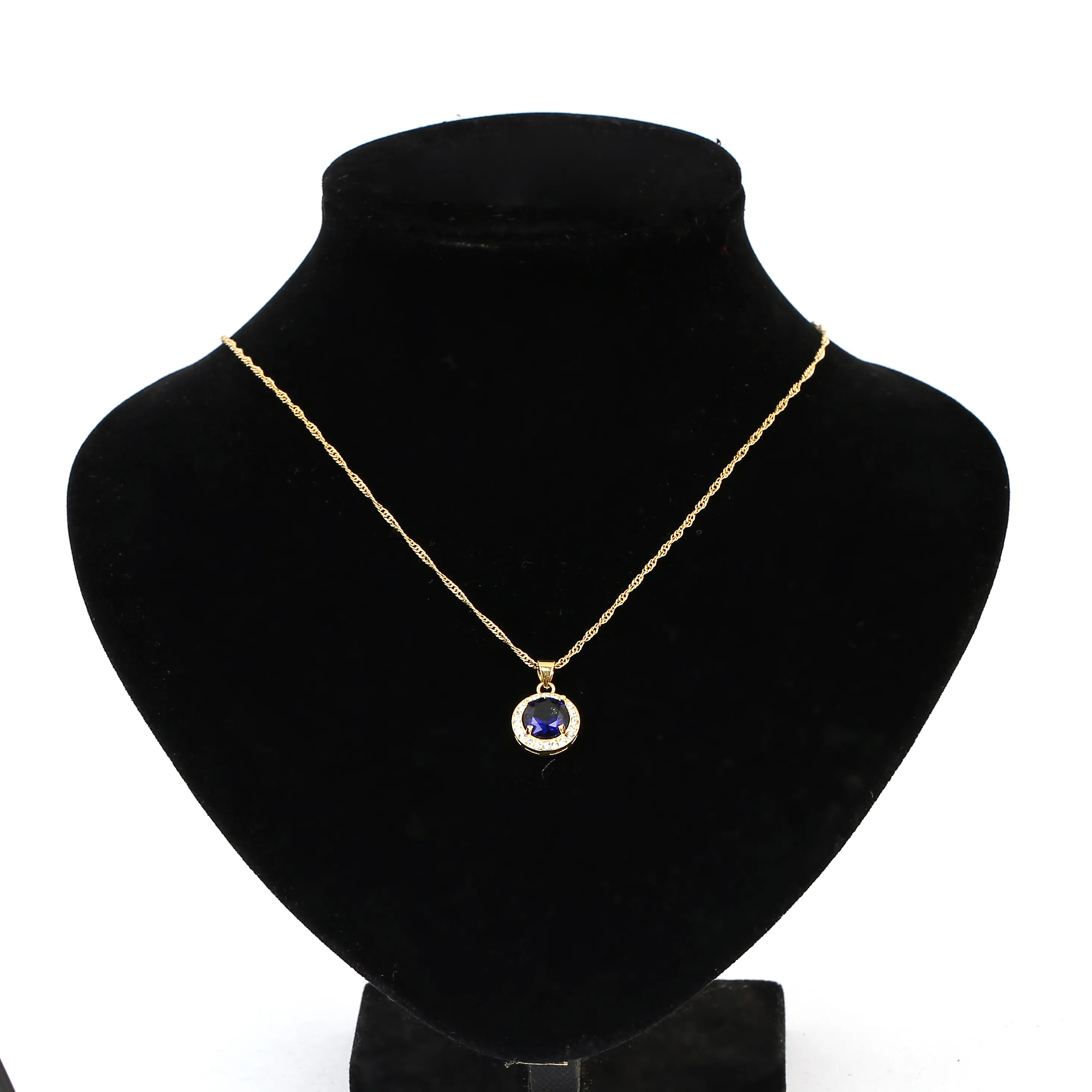 European and American New fashion Golden Hollow Geometric Round Big Crystal Stone Pendant Necklace273Z