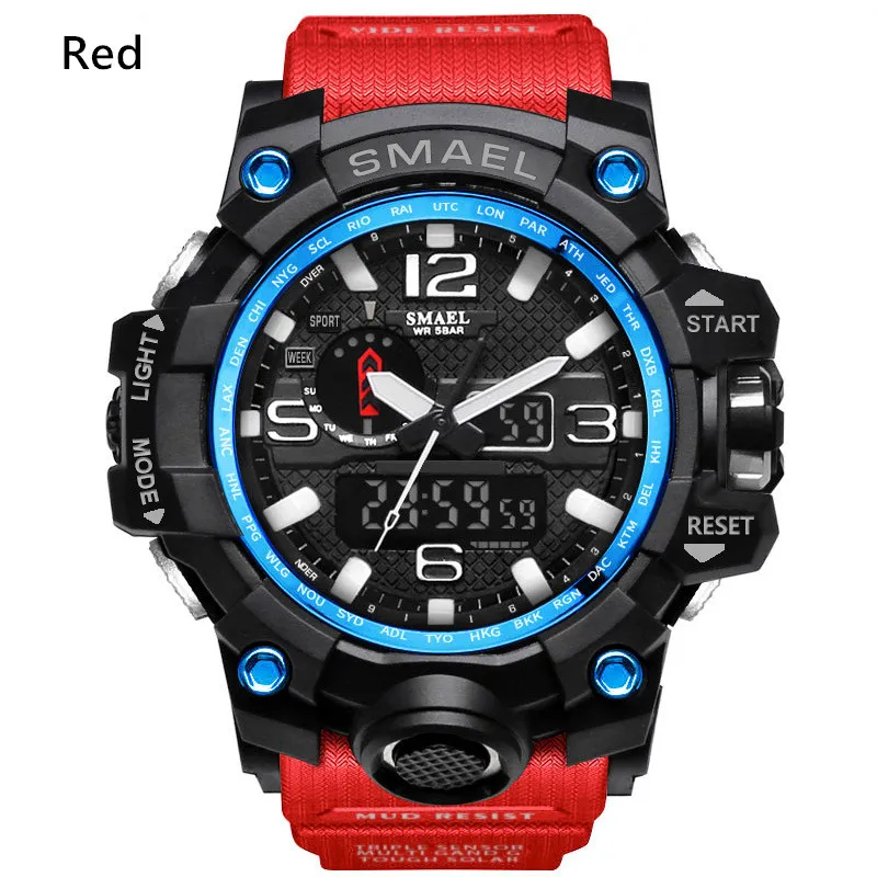 Nowe zegarki sportowe Smael Relogio prowadzone przez chronograf zegarek wojskowy zegarek cyfrowy dobry prezent dla mężczyzn chłopiec D297P