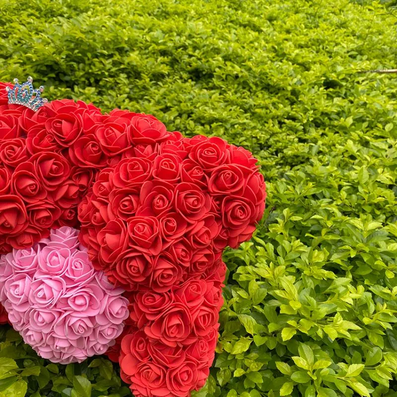 Ghirlande di fiori decorativi Orso di rose artificiali Multicolor Schiuma di plastica Teddy Fidanzata Regalo di San Valentino Festa di compleanno Deco330O