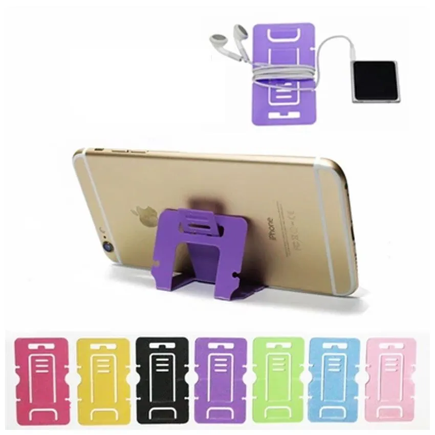 Multi Color Plastic Universal Bracket For Mobile Phone Holder Stand Mount For Samsung HTC Xiaomi Card Folding Lazy Holder