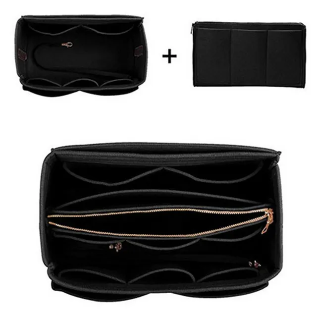 Organizador de maquiagem feminino popular, saco de inserção de pano de feltro multifuncional para viagem, bolsa de cosméticos para meninas, forro de higiene pessoal b286z