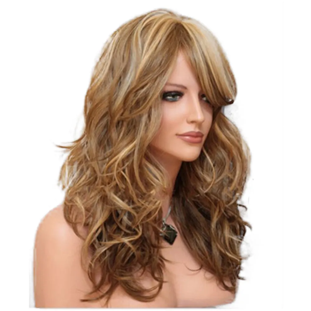 2020 Amazon Популярный парик в Европе и Америке Женский парик Многоцветные длинные вьющиеся волосы Головные уборы из химического волокна5053949