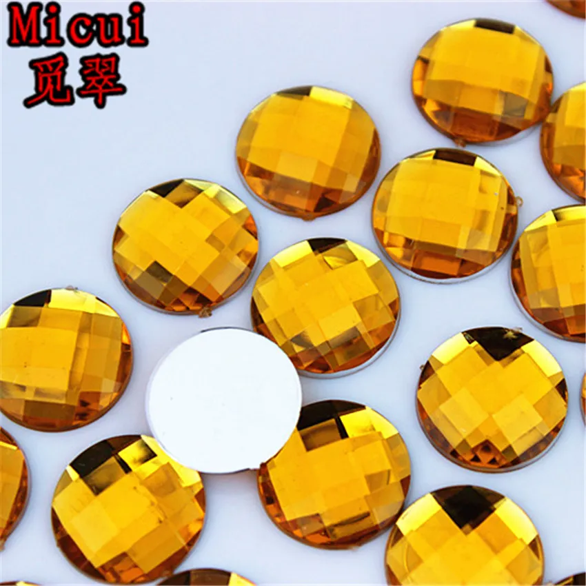 Micui 14mm Round Crystal Flatback Mix Color Acrylic Rhinestone Glue On Strass Crystals Stones Gems No hole For Jewelry Craf233Z