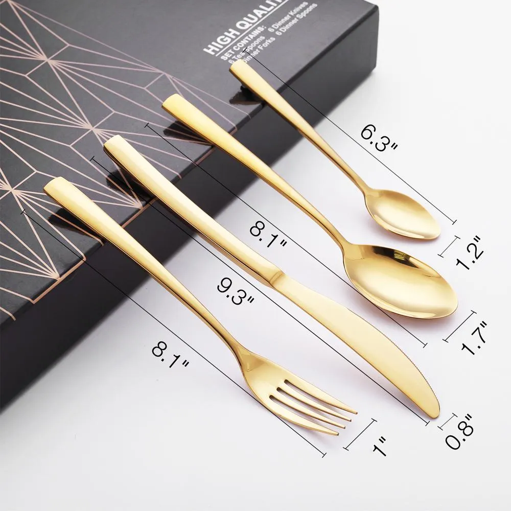 Gold Cutlery Dîner Set Table Volisse Couvoirs Set Affiche Couteaux Couteaux Forks Western Kitchen Dîle Varelle en acier inoxydable Home222H