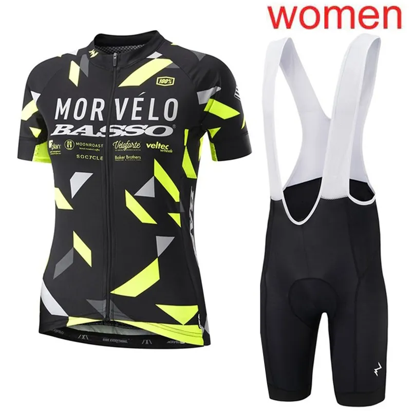 Morvelo Kadınlar Bisiklet Jersey Takım Yaz Kısa Kollu Bisiklet Gömlek Önlüğü Şort Set Yarış Giyim MTB Bisiklet Giymek Ropa Ciclismo Y21031824