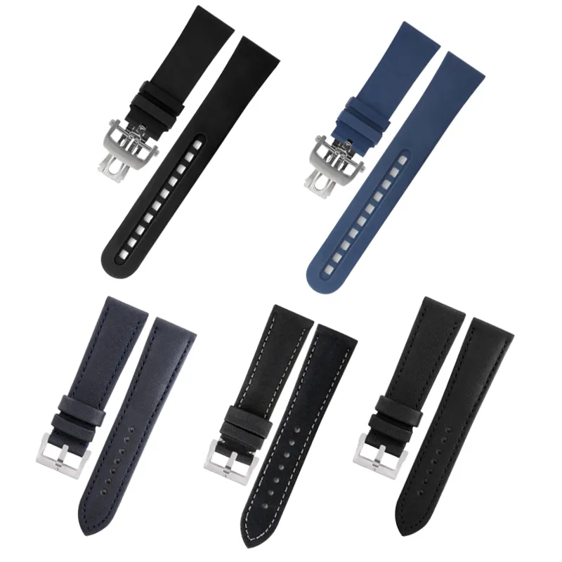 Bracelet de montre en Nylon et caoutchouc, pour homme FIFTY FATHOMS, noir et bleu, 23mm, avec outils