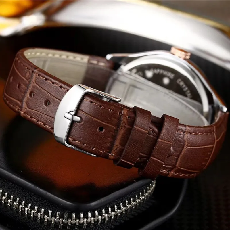 Reloj suizo para hombres movimiento de cuarzo relojes casuales t063 correa de cuero reloj de diseñador estilo de vida reloj de negocios impermeable montre de248e