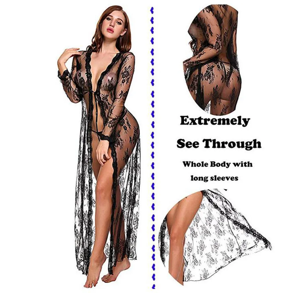 Erotic Hot Prospettiva Sexy Lingerie di pizzo Donne Babydoll Kimono Robe Biancheria intima sexy Plus Size Porno Sexi Langerie Costumi sexy T200517