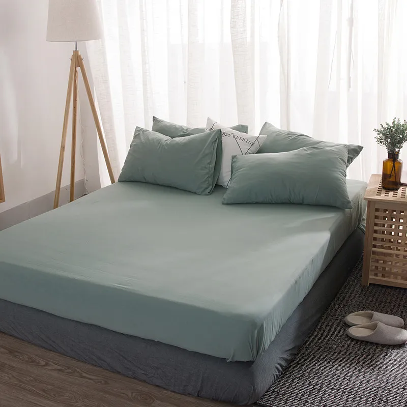 Parure de lit en microfibre, couleur unie, 4 pièces, bleu marine, gris, 286y