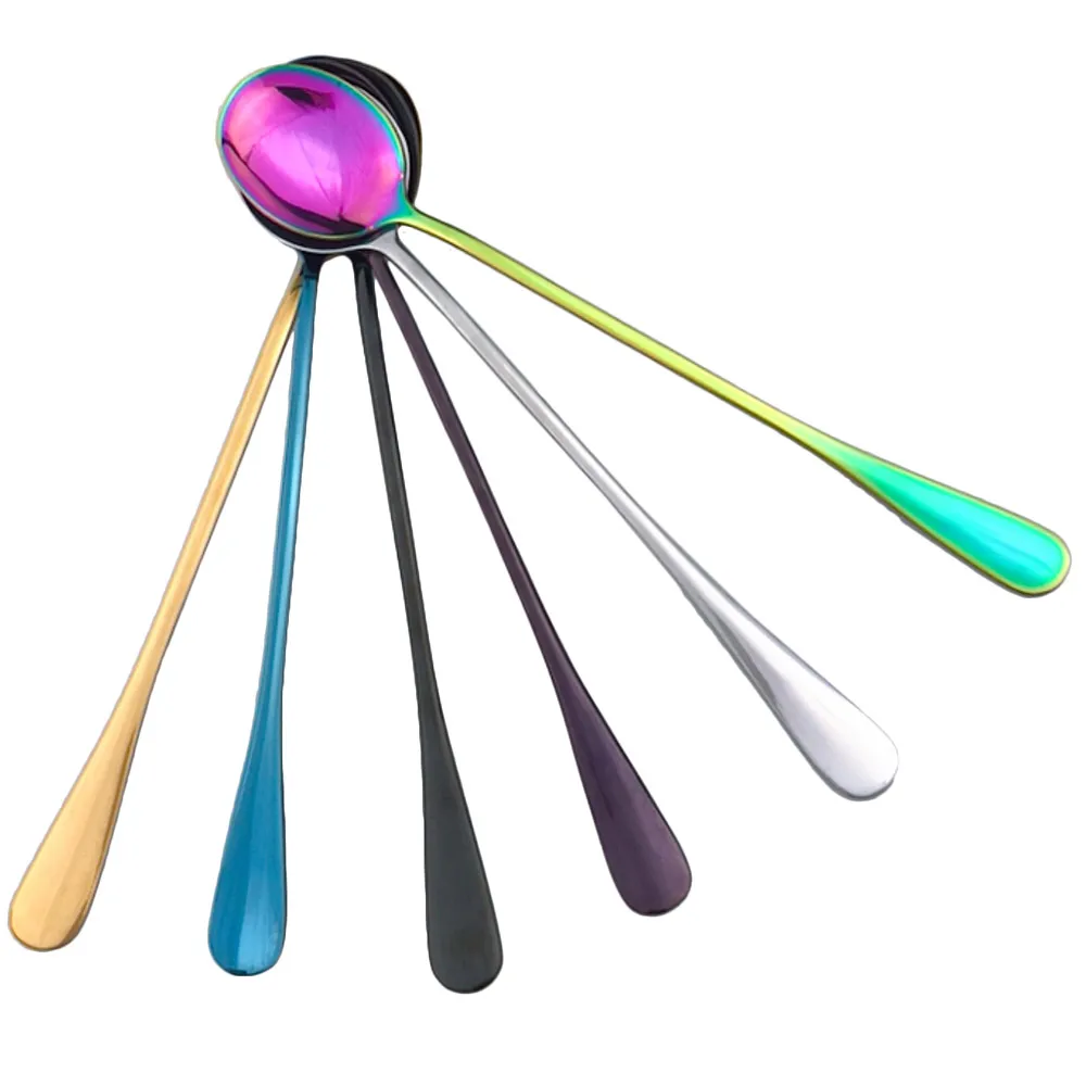 New Colorful Ice Spoon Coffee Spoon Tea Cafe Scoop Long Handle Spoons Dinnerware Flatware Coffee Drinking Tools Kitchen7669271