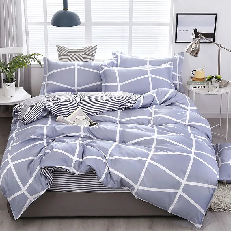 Designer Bed Comforters Set Bedding Set 100% Polyester Fiber Hushåll Kort växt Kuddvaken Däcke Cover Set Bekväm Blanke227P