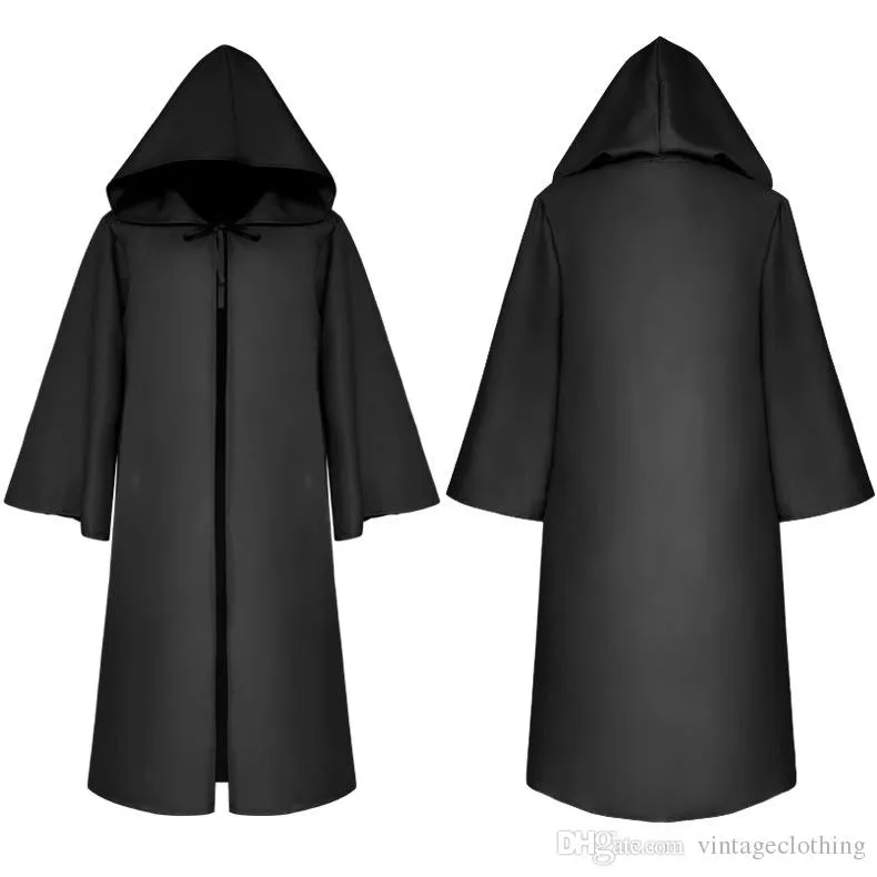 Halloween cosplay traje preto branco vermelho com capuz assustador morte com capuz capa para adultos crianças S-2XL251T